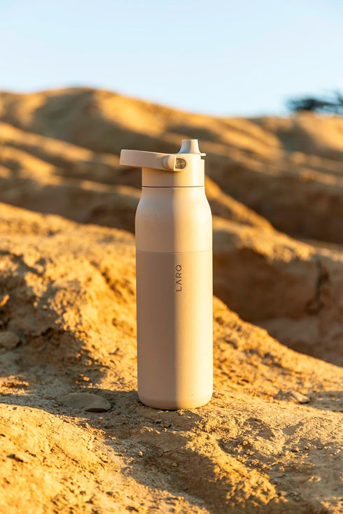 LARQ Bottle Swig Top 23oz, Insulated Stainless Steel Water Bottle with Built-In Handle, Mojave Dune
