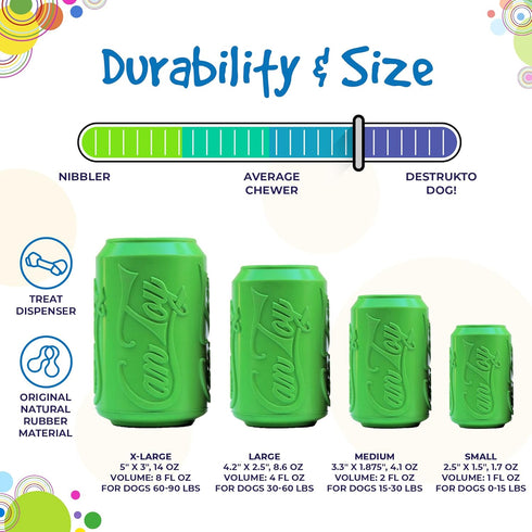 Durable Dog Treat Dispenser & Chew Toy by SodaPup, Made in USA, Non-Toxic Natural Rubber for Mental Stimulation