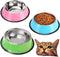 YUDANSI 3 Pack Stainless Steel Cat Bowls - Puppy Small Dog Food and Water Dish Set - Non Skid Anti Slip