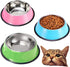 YUDANSI 3 Pack Stainless Steel Cat Bowls - Puppy Small Dog Food and Water Dish Set - Non Skid Anti Slip