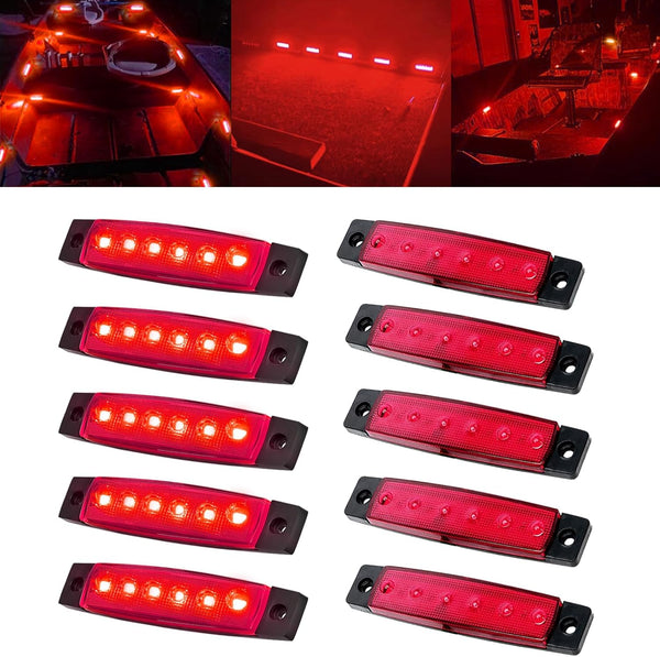 10Pcs Red Marine Boat Lights,Boat Interior Lights,12V Waterproof Boat Navigation Lights Courtesy