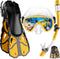 Snorkel Set with Fins for Adults, Snorkeling Gear Combo Set with Dry Top Snorkel Mask and Travel Bag for Diving,