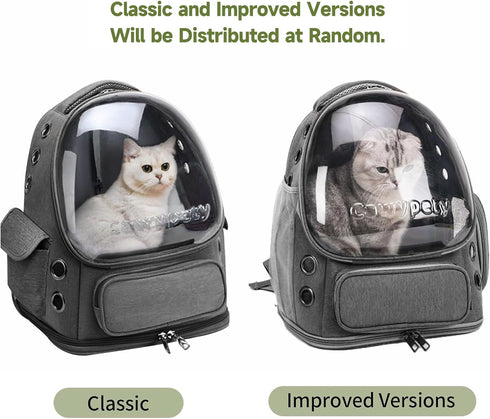 Cat Backpack Carrier, Breathable Large Space Bubble Pet Backpack for Kitty Small Dog up to 12lbs, Transparent &