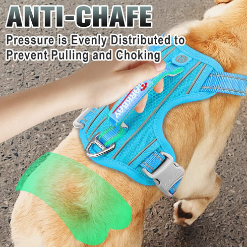BARKBAY No Pull Dog Harness Large, Reflective with Front Clip and Easy Control Handle (Blue, S)