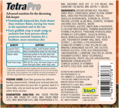 Tetra TetraPro Goldfish Crisps Fish Food, 3.03 oz, Enhanced with Biotin for Optimal Health