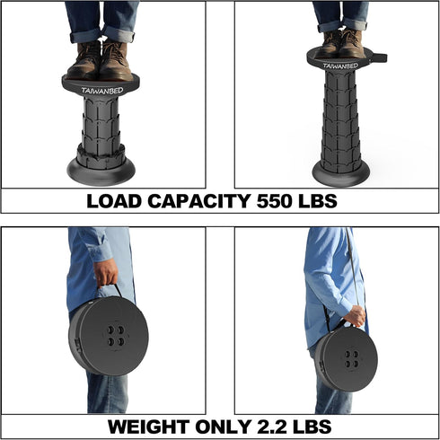 2026 52cm 550Ib Upgraded Taller Collapsible Stool with Cushion,Portable Seat,Telescoping Stools,Adujstable Camping