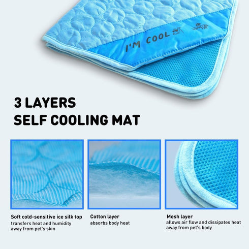 Self Cooling Mat for Dogs with Free String Bag - Washable & Portable Soft Pad for Indoor or Outdoor Use