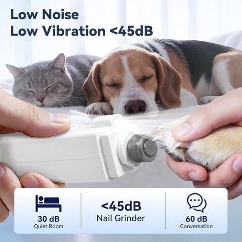 2-in-1 Trimmer 3 Dog Nail Clippers & Grinder with Light, Quiet Electric Pet Nail for Large Medium Small Dogs & Cats