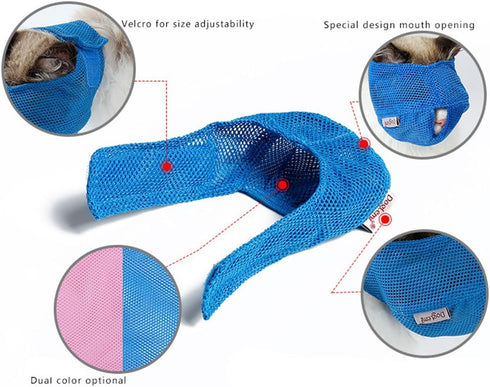NACOCO Cat Muzzle, Breathable Mesh Pet Muzzle for Grooming, Anti Biting and Chewing (S, Blue)