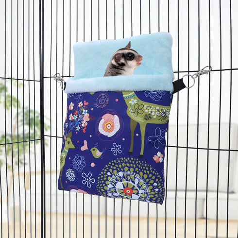Wontee Small Pet Sleeping Pouch Sleep Bag, Warm Bed Hideout for Hamsters, Hedgehogs, Sugar Gliders, Squirrels (L, Blue