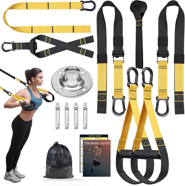 Home Resistance Training Kit - Exercise Straps with Handles, Door Anchor, Guide for Full-Body Home Workouts
