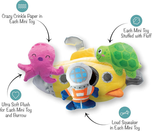 Fringe Studio Plush Dog Toy Set, Interactive Hide and Seek Play, Into The Deep, Pet Shop Collection