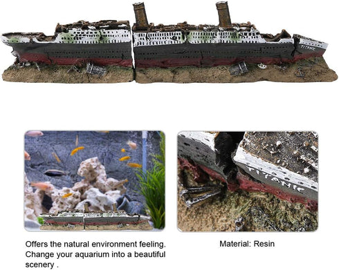 Titanic Wreck Ornaments, Resin Aquarium Decoration, Lost Wrecked Boat Ship Ornament