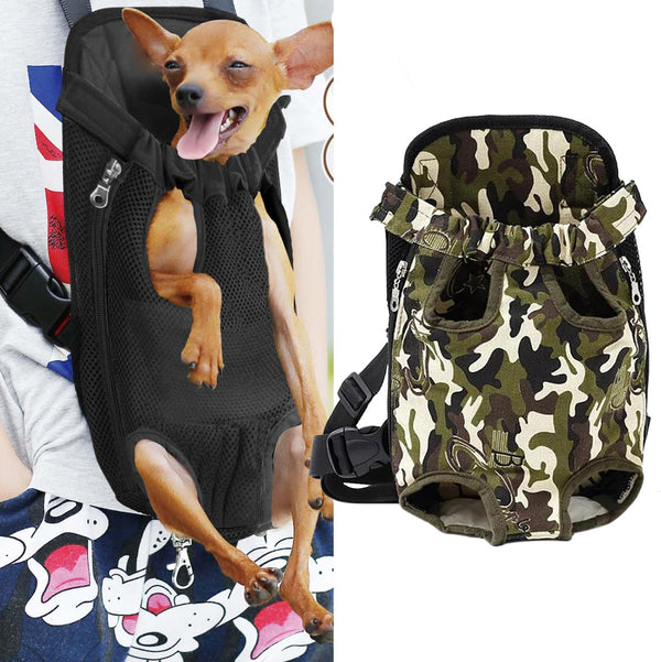 Pet Carrier Backpack, Adjustable Travel Bag for Cats & Dogs, Legs Out Design for Hiking Camping, Camouflage, Large