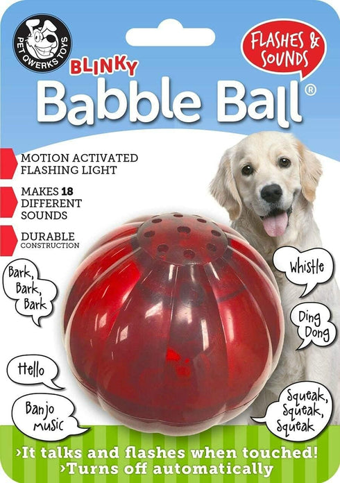 Pet Qwerks Blinky Babble Ball - Flashing Interactive Dog Toy - Large