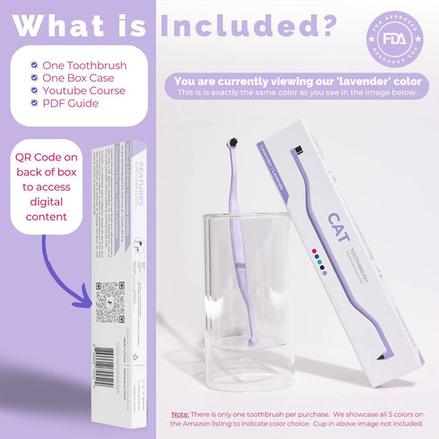 8mm RYERCAT Lavender Dual Sided Cat Toothbrush - Only Wide to fit into Cat's Mouth - Cat Dental Supplies