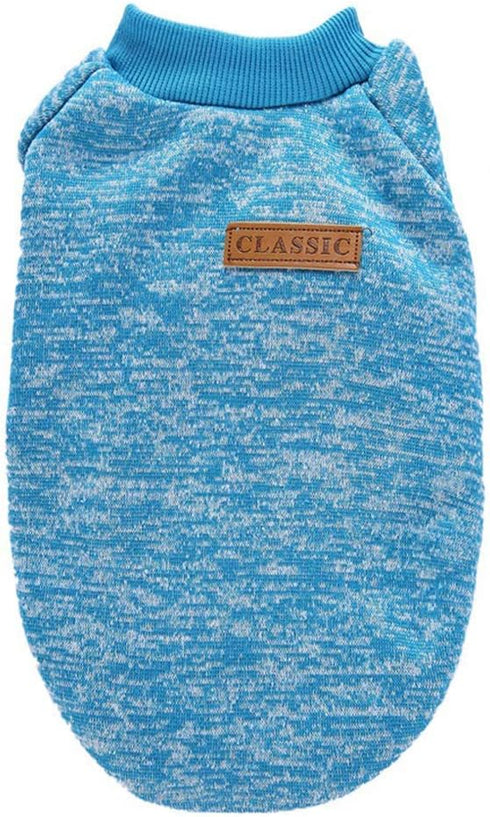 Jecikelon Dog Sweater for Small Dogs, Soft Winter Clothing, Warm Outfit (Light Blue, M)