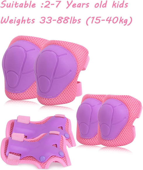 Kids Protective Gear Set, Knee Pads, Elbow Pads, Wrist Guards for Ages 2-7