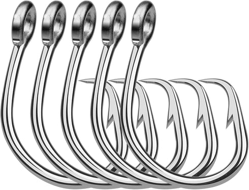PASNMKvn 5Pcs Stainless Steel Circles Hook Big Game Fishing Hook Saltwaters Tunas Fishing Hook for Catfishes Bass Tunas