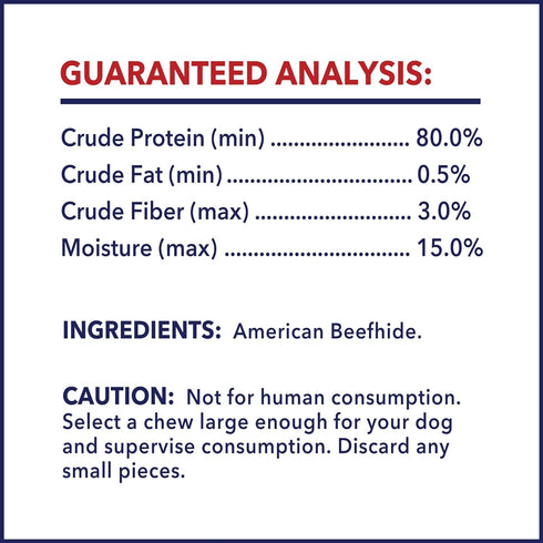 Pet Factory 100% Made in USA Beefhide Dog Chew Treats, 8-9" Assorted, 6 Count