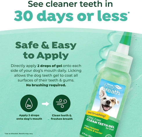 TropiClean 2 oz Clean Teeth Gel for Dogs | Dog Dental Care | Breath Freshener | Easy Teeth Cleaning