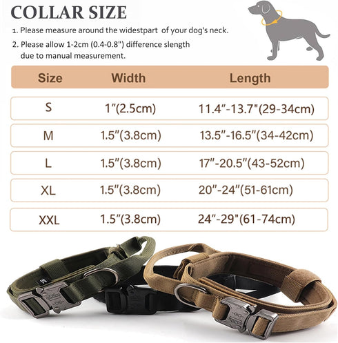 Tactical Dog Collar, Adjustable Military Training Nylon Collar with Control Handle for Small Medium Large Dogs (Emerald