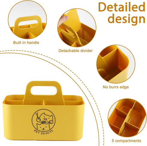 Dog Storage Organizer for Grooming Supplies,Portable Caddy Organizer for Pet Stuff,Divided Storage Bin for Dog Cat