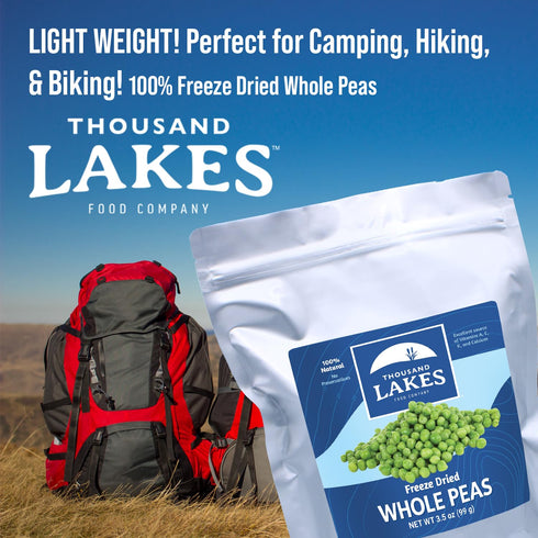 3.5 100% Thousand Lakes Freeze Dried Vegetables - Whole Peas ounces | Peas | No Salt Added | No Preservatives