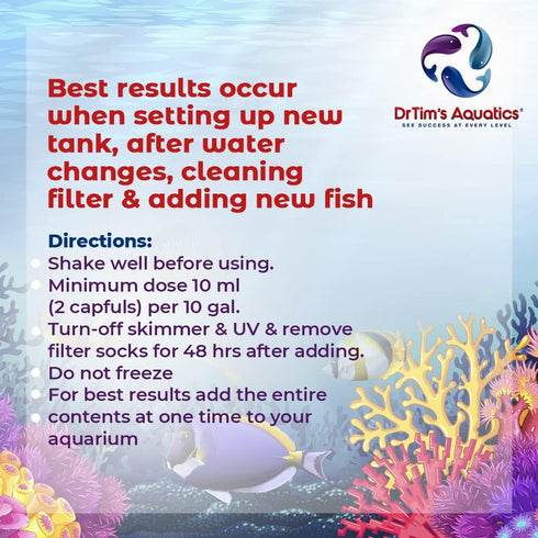 DrTim's Aquatics Reef One & Only Nitrifying Bacteria - For Reef, Nano, Seahorse Aquaria, 8 Oz. Fish Tank Cleaner