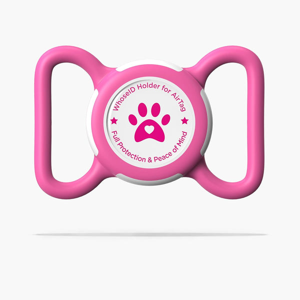 Durable Waterproof Airtag Dog Collar Holder, Lightweight Slide-on Protective Case for Dogs and Cats (Rose, Large)
