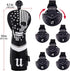 mytag Golf Skull Skeleton Head Cover, Black Leather Golf Club Headcovers Set for Driver, Fairway Wood