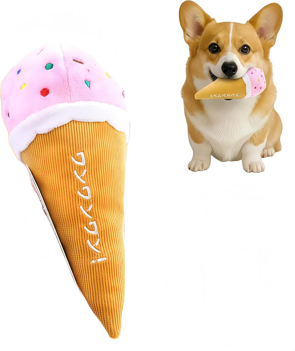 Generic Dog Plush Squeaky Toys Fruit & Dessert Series, Soft Chew Toys for