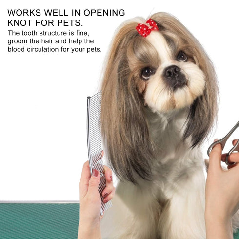 EVTSCAN Pet Grooming Comb, Curved Stainless Steel Knot Comb for Dogs, Poodle Grooming Deshedding Tool, 1PCS