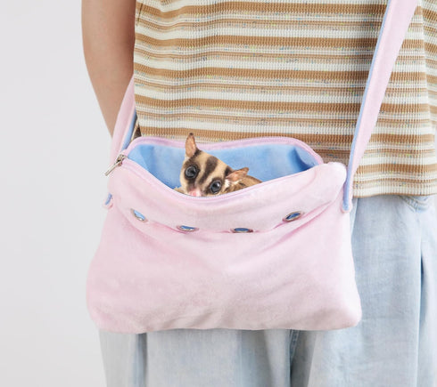 Set) Meow&Woof Sugar Glider Bonding Pouch Bundle Small Pet Carrier Bag Sling with Strap (Blue + Pink Critter Cuddler