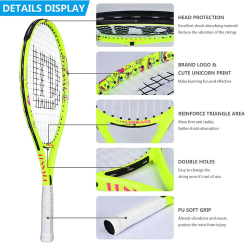 Tennis Racket for Kids, Junior 19/21/23/25 Inch Youth Racquet with Cover, Beginner Boys and Girls