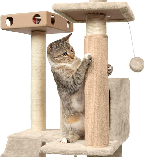 Furhaven Scratching Post Cover for Indoor Cats, Fits 3.5" Diameter Posts, Durable Tiger Tough Carpet - Cream, Small