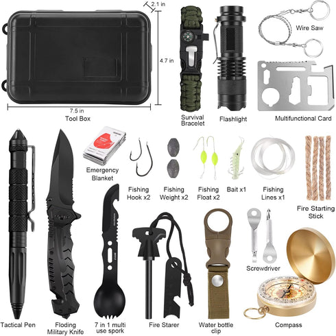 Gifts for Men, Dad, Husband, Teenage Boy - 28 in 1 Survival Kit, Emergency Tactical Equipment Supplies