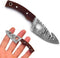 Neck Knife with Sheath, Damascus Hunting Knife, Mini Outdoor Survival Fixed Blade Knife, EDC 5 Inches with Wood Handle