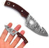 Neck Knife with Sheath, Damascus Hunting Knife, Mini Outdoor Survival Fixed Blade Knife, EDC 5 Inches with Wood Handle