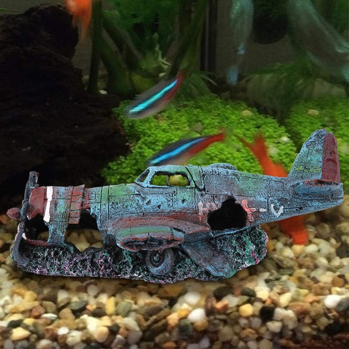 No Pollution Aquarium Plane Decor, Artificial Fish Tank Ornament for Decorating, Resin Material