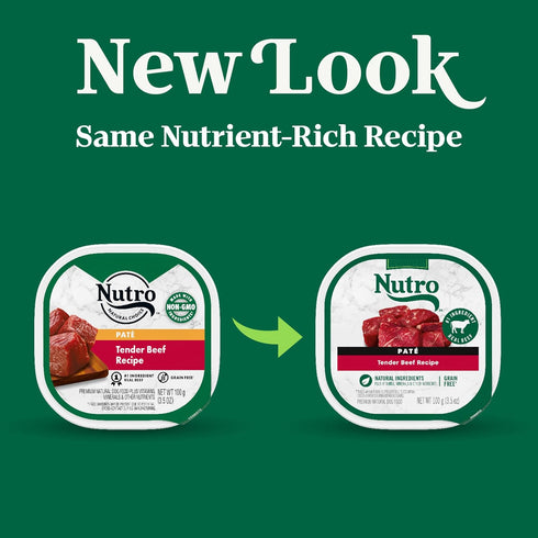 3.5 oz. (24 Count, Pack 1) Nutro Adult Natural Grain Free Wet Dog Food Pate, Adult Dog Food Wet Recipe, Tender Beef