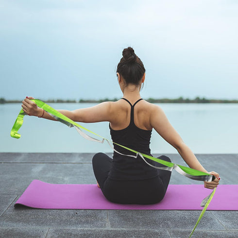 SANKUU Yoga Straps Stretching Strap with 12 Loops Workout Poster, Long Stretch Out Bands for Exercise, Pilates,