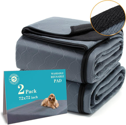 Bunlitent Washable Pee Pads for Dogs 72x72, 2 Pack, Extra Large Reusable