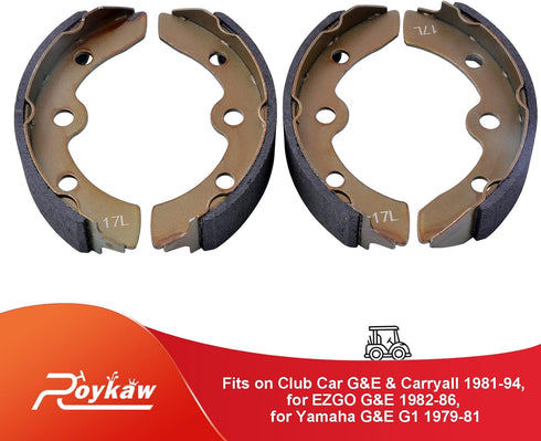 Roykaw Golf Cart Brake Pads Shoes for Club Car DS & Carryall 1981-1994 Models, Manual Adjust