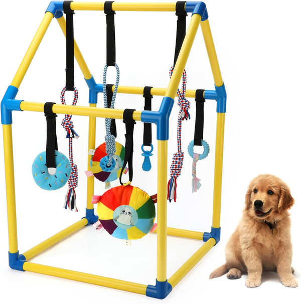 Puppy Play Gym with 8 Hanging Toys, Indoor Jungle Gym Toys for