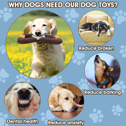Tug of War Dog Toys, Squeaky Puppy Teething Chew Toys, Plush Durable Toys for Small Medium Large Breeds (Raccoon)