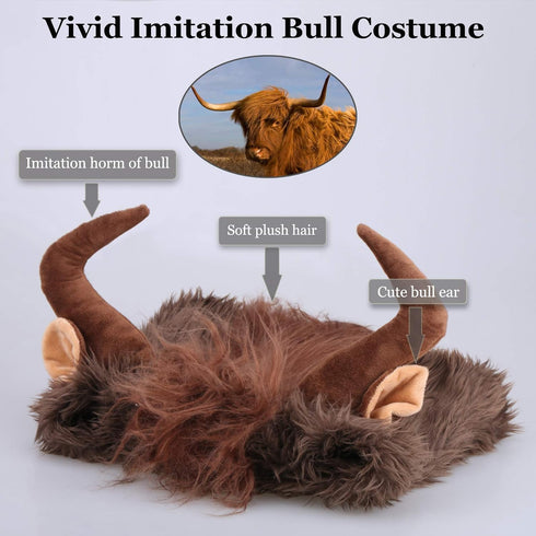 Onmygogo Funny Pet Moose Costumes for Dogs, Cute Furry Wig for Halloween Christmas, Pet Clothing Accessories, Size L