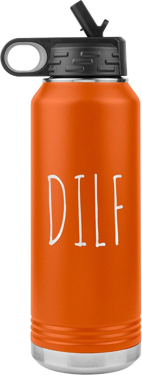 DILF Water Bottle For New Dad Funny Father's Day Baby Shower Future
