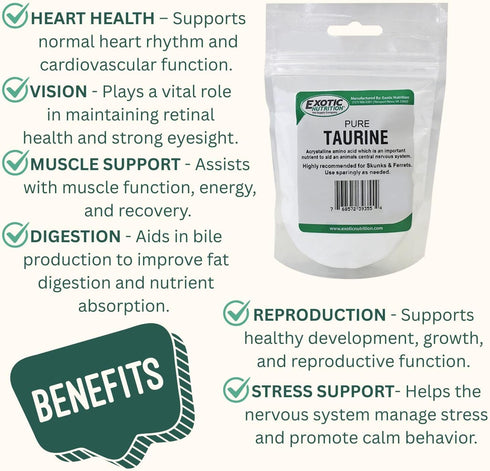 Taurine Powder | Food Topper for Heart, Vision & Daily Wellness | Amino Acid Supplement for Small & Large Pets
