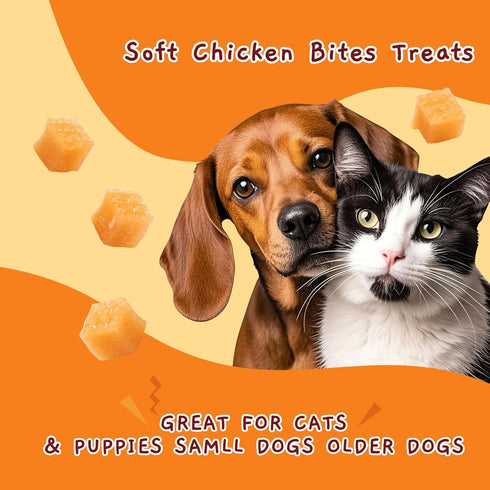 10.6 oz Jungle Calling Soft Chicken Treats for Dog and Cat, Natural Grain Free Chewy Food Snacks for Training Rewards